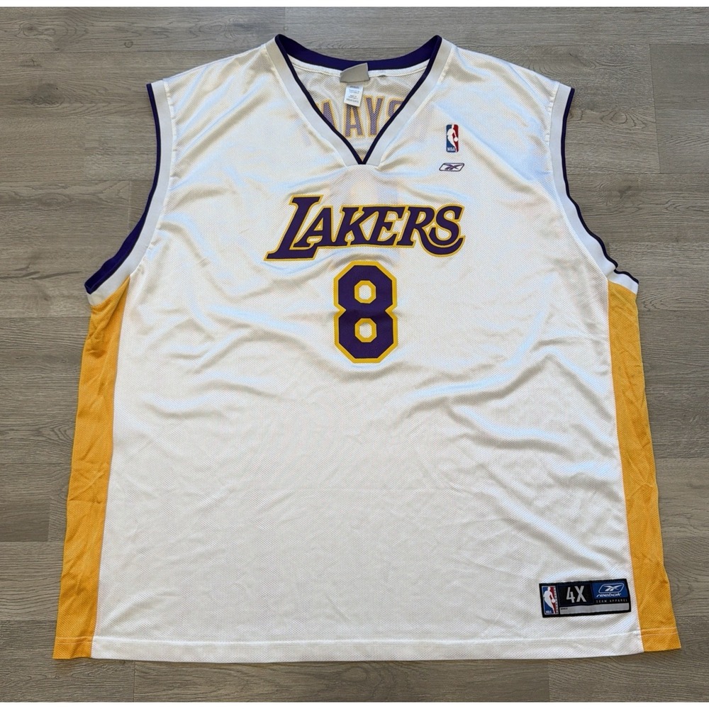 Vintage Kobe Bryant Los Angeles Lakers Jersey Reebok #8 White 4XL NBA